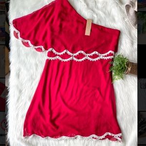 Alma Mater Crimson White Dress One Shoulder Lace Ohio Oklahoma Alabama Arkansas